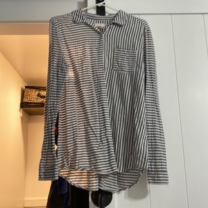 Button down striped long sleeved shirt